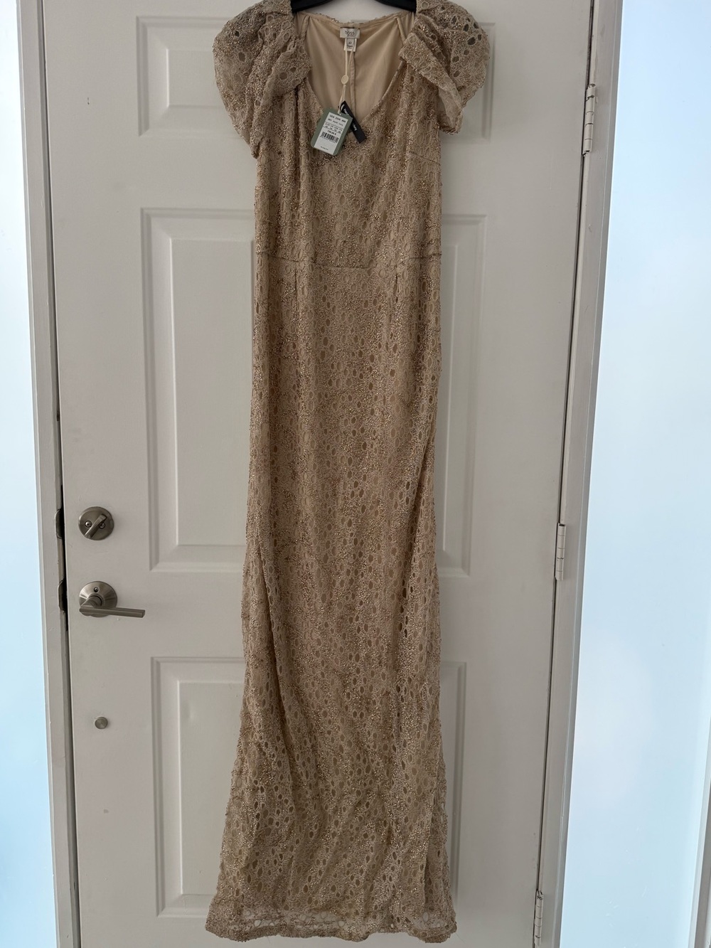 Hoss Intropia Elegant Lace Evening Dress in Gold